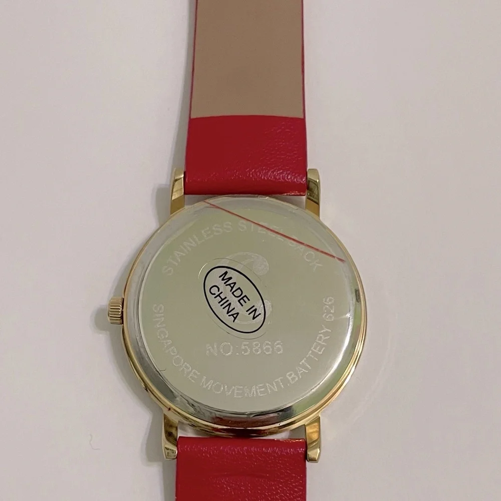Charming Charlie Red Strap Plaid Round Face Watch Analog Holiday Christmas